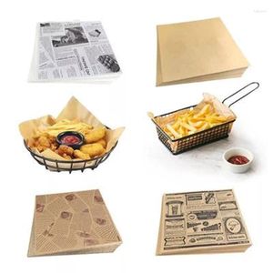 Strumenti di cottura 2022 Kraft Wax Paper Oilpaper Pane antiaderente Burger Fries Basket Pizza Sandwichs Packaging