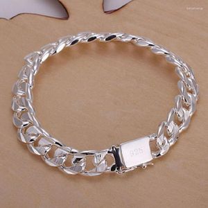 Charm Bracelets 10MM Square Buckle Sideways For Men Fashion Silver Color Chain Jewelry Gifts Friendship