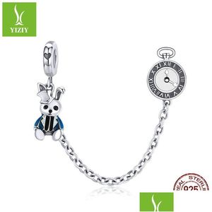 Charms Bamoer Collezione Magic Forest Adventure Coniglio magico e orologio Charm lungo Fit Bracciale originale Non catena di sicurezza Scc1443 Q Dh5M2