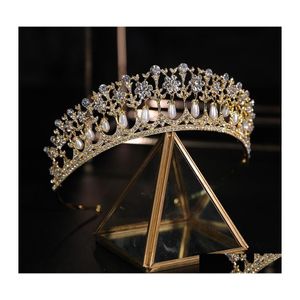 H￥rklipp Barrettes Brudkristall Tiaras Bride Party Crowns Pearl Rhinestones Br￶llopstillbeh￶r smycken Krona Kvinnor Huvudstycke DHQWP