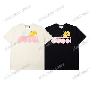 xinxinbuy män designer tee t shirt paris bokstäver ekorre tryck kort ärmdom bomull kvinnor vit svart aprikos grön s-xl