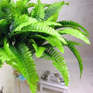 Decorative Flowers 7 Fork /1 PC Persian Grass Vine Simulation Wall Hanging Artificial Leaf Garland Plants Green Fern Living Room Decor