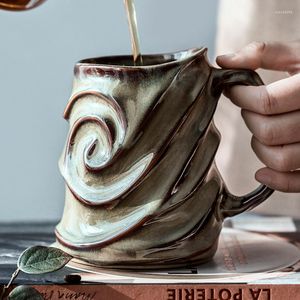 Mugs Retro Irregular Relief Mug Trend Ceramic Coffee 500ml Water Cup Porcelain Art Couple Gift Cups Home Decoration