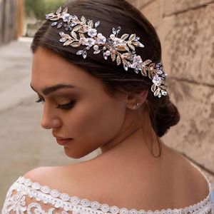 Headpieces HP368-G Golden Bride Hair Comb Opal Applique Rhinestone Bridal Headwear Wedding Accessories Girlfriend Tiara Gift Headdress
