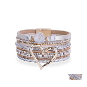 Charm Bracelets Boho Jewelry Mtilayer Love Open Chain Set Exquisite Bracelet Women Drop Delivery Dh6Th