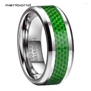 Wedding Rings 6mm 8mm Tungsten Carbide For Men Women Band Green Carbon Fiber Inlay Fashion Jewelry Beveled Comfort Fit