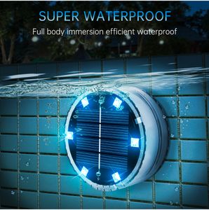 Solar Garden Lights LED Pool Light RGB Color Changing Underwater Wall Lamp Waterproof Decoration Lights for Pond Fountain Aquarium Patio