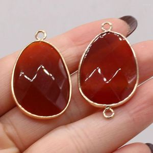 Charms Natural Semi-precious Stone Pendant Connector Red Agate DIY Jewelry Making Necklace Bracelet Gift