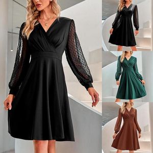 Casual Dresses Vintage Sweater Women 2022 Sexy V-neck Bat Long Sleeve Belt A Line Party Dress For Female Wedding Gowns Winter Clothes