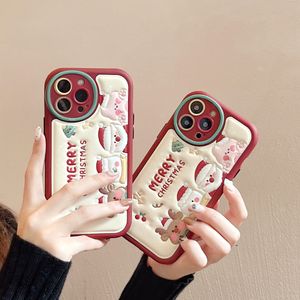 Weihnachten glänzende rote Handyhüllen für iPhone 14 13 12 11 Pro XS MAX XR Weiche Schneemann Santa Deer Weihnachtshüllen Niedliche Hülle