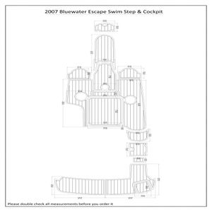 2007 Bluewater Escape Swim Step Cockpit Boat EVA Faux Foam Teak Deck Floor Pad