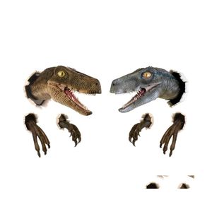 Dekoracje ścienne 3D Dinozaur Ozdoby Ozdoby Velociraptor Zestaw Naklejki żywicy