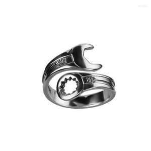 Cluster Rings Vintage Spanner Opening Ring Or Men Personality Silver Color Repair The World Theme Metal Finger Male Punk Party Jewelry