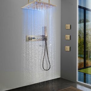 Accessori per sistema doccia da bagno in ottone anticato Set di rubinetti per doccia da bagno a pioggia a LED sensibili alla temperatura