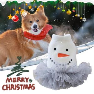 Hundebekleidung, Rock, Netznähte, Cartoon-Bilder, weich, bequem, Schneemann-Druck, Pograph-Requisite, Polyester, Weihnachtsfest, Haustier