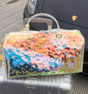 Borsa da palestra sportiva Borsa da viaggio con laser colorato in rilievo trasparente per imbarco bagagli Borse da viaggio all'ingrosso