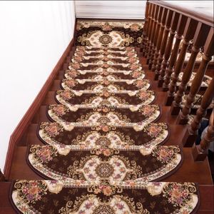 Carpets 13 Pieces Of Nordic Stair Tread Mat Non-slip Solid Wood Glue-free Self-adhesive Home Full Corner Carpet 24X65cm