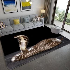 Carpets 3D Snake Printed Bedroom Floor Mat Living Room Coffee Table Black Carpet Animal Pattern Dining Mats Bath Rug Entrance