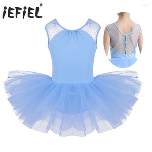 Scene Wear Kids Girls Ballerina Tutu Dance Competition Costume U-formad Back Ballet Dancewear Gymnastics Leotard Dress for Performance