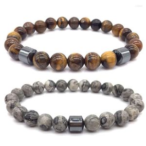 Strand Picture Stone Bracelet With Magnetic Bead Hematite Healthy Jewelry For Boday Handmade High Quality