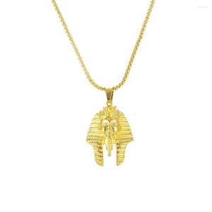 H￤nge halsband Hip Hop Gold Color Egyptian Farao Head Pendants Necklace For Women Men Rapper Jewelry Drop