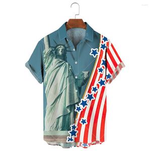 Men's Casual Shirts Spring/Summer 2022 Men's American Flag Print Fashion Hawaiian