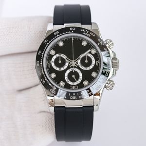 Relógio masculino de luxo Mostrador panda preto Mostrador redondo 40 mm resistente a arranhões Cristal azul sistema à prova d'água Anel externo sólido de cerâmica de diamante Máquina totalmente automática