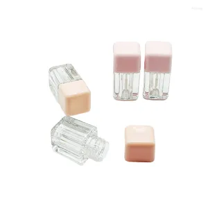 Storage Bottles Arrival Square Fat Short Lip Gloss Containers Pink White Makeup Glaze Bottle Private Label 4ml Lipgloss Wand Tubes 10pcs