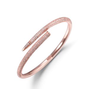 2023 Nieuwe Luxe Vol Diamanten Manchet Armband voor Vrouwen Modemerk Liefde Nagel Armband Klassieke Paar Designer Armbanden Rvs Sieraden Gift