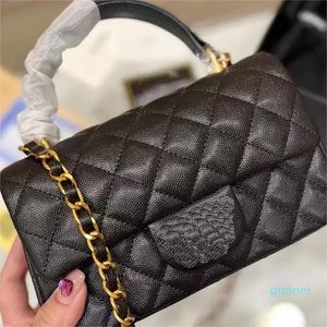 Designer-22Ss Hand Flap Bag Classic Top Caviar Grain Cowhide Leather Quilted Plaid Weave Chain Gold Hardware Shoulder Messenger Bag Luxury Designer