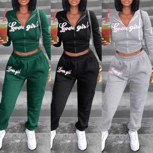 Women's Jackets Cropped Hoodie Top Jacket Two Piece Pant Sets 2022 Women Winter Fall Clothes Outfit Y2K Streetwear 2 Piece Set Joggers Tracksuit T230104