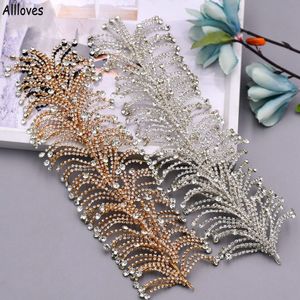 Luxurious Rhinestone Bridal Headpieces Hair Accessories Golden Silver Crown and Tiaras Wedding Headband Alloy Leaf Women Headwear Crystal Bride Headdress CL1442