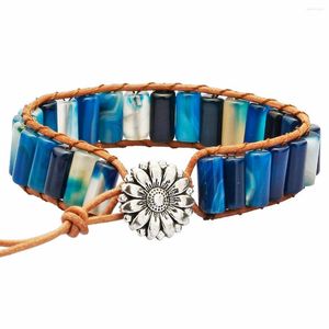 Charm Bracelets Stone For Women Leather Wrap Healing Beaded Adjustable Unisex 8"-11"