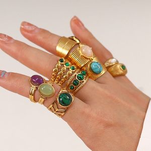 2023 RETRO DE DESIGNER RETRO ANEL RING 18K GOLD GOLD CRISTAL STEELENELY STEELELE CASAMENTO RINGS PARA MULHER