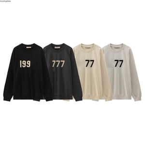 2023 Fashion American High Street Brand EssentialHoodie Round Neck Sweater Season 8 Flocking 1977 Long Sleeve