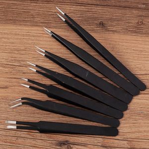 Professional Hand Tool Sets 2Pcs Anti-static ESD Stainless Steel Tweezers Maintenance Tools Industrial Precision Curved Straight Repair Set