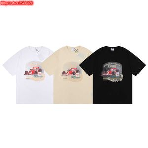 Camiseta masculina YRXO 2023 Nova marca de moda Rhude F1 Racing Gran Prix Circuito de High Street Trendy Loose Manga curta