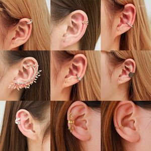 Backs Earrings WUKALO Fashion No Pierced Ear Clip Cuff Wrap Leaf Feather Pendant Non-piercing For Women Party Statement