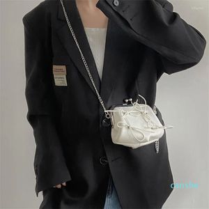 Abendtaschen Damen Kleine weiße Ledertasche Luxus Designer Weibliche Handtaschen Kupplung Geldbörsen Damen Kette Schleife Schulter Umhängetasche