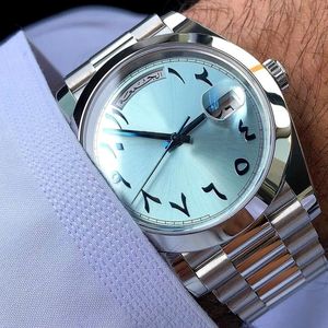 Designer Watches Arabian Ice Blue Dial Eta 2836 Mekanisk automatisk rörelse Watch Date Day 904L Rostfritt stål 200 m vattentätt lysande armbandsur