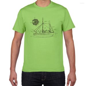 Herr t-skjortor t-shirt m￤n 2022 v￥r sommar kort ￤rm o-hals skjorta m￤rke kl￤d mode fartyg karta tryckt bomullstoppar