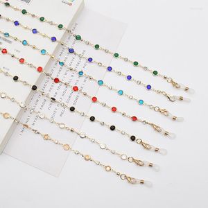 Sunglasses Frames 2022 Fashion Crystal Glasses Chain Mask For Women Colorful Beads Hang Holder Metal Anti-Lost Lanyard Neckl