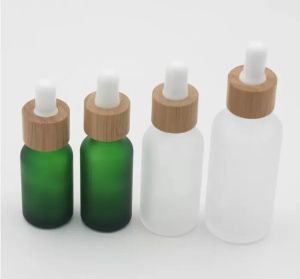 صقيع زجاجة قطرة زجاجية الصقيع 15 مل 20 مللي 30 مل مع خيزران غطاء غطاء الزيت الأساسي