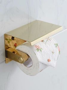 Set di accessori da bagno Porta carta igienica in acciaio inossidabile con ripiano per telefono Accessori per rotoli da bagno Design semplice