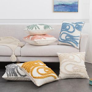 Pillow Line Beflockter langer Plüsch-Baumwoll-Überwurfbezug, INS Cloud Solid, verdickter Canvas-Jacquard-Kissenbezug, Stuhl, Sofa