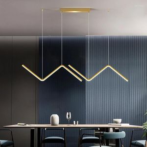 Chandeliers Nordic Line LED Chandelier Minimalist Design For Living Room Bedroom Kitchen Creative Art Wall Suspension Light Fixtures Lamps