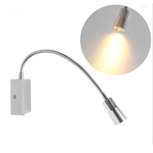 Lampa ścienna L28CM Węże 1 W 3W LED Elastyczne dom El łóżko czytanie światła Nowoczesne światła książki aluminiowe kinkiety