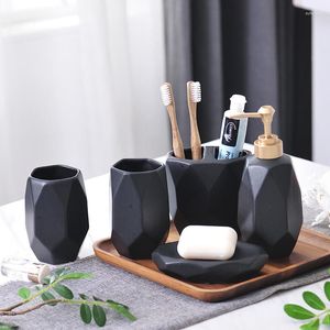 Bath Accessory Set Nordic Creative Bathroom Ceramic Toothbrush Holder Wash Five-piece Simple Lotion Bottle Soap Dish Wedding