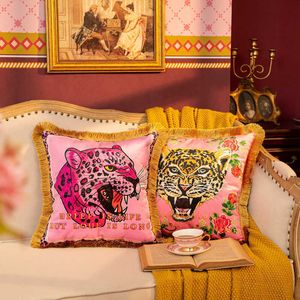 Yastık kasası dunxdeco şık pembe leopar kaplan kadife yastık kapağı dekoratif modern romantik kız oda koltuk sandalye kuzusun dekor 221222