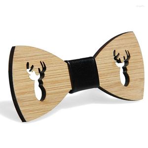 Bow Ties Kf-Mens Tie Accessory Wedding Party Christmas Gifts Bamboo Wood Bowtie Neck Wear For Men Women Cravat Deer